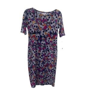 LuLaRoe Julia Dress S Disney Nightmare Before Christmas Jack Skellington Colors